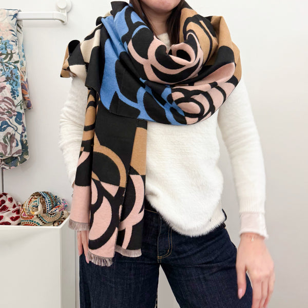 SCIARPA Fantasia Fiore Rosa/Azzurro