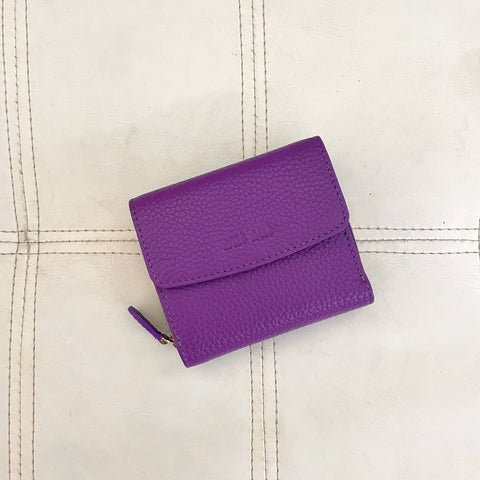 AKH Porta Carte In Vera Pelle Per Oyster Card E Carte Di Credito - Custodia Elegante Con Angoli Metallici Oro - Viola