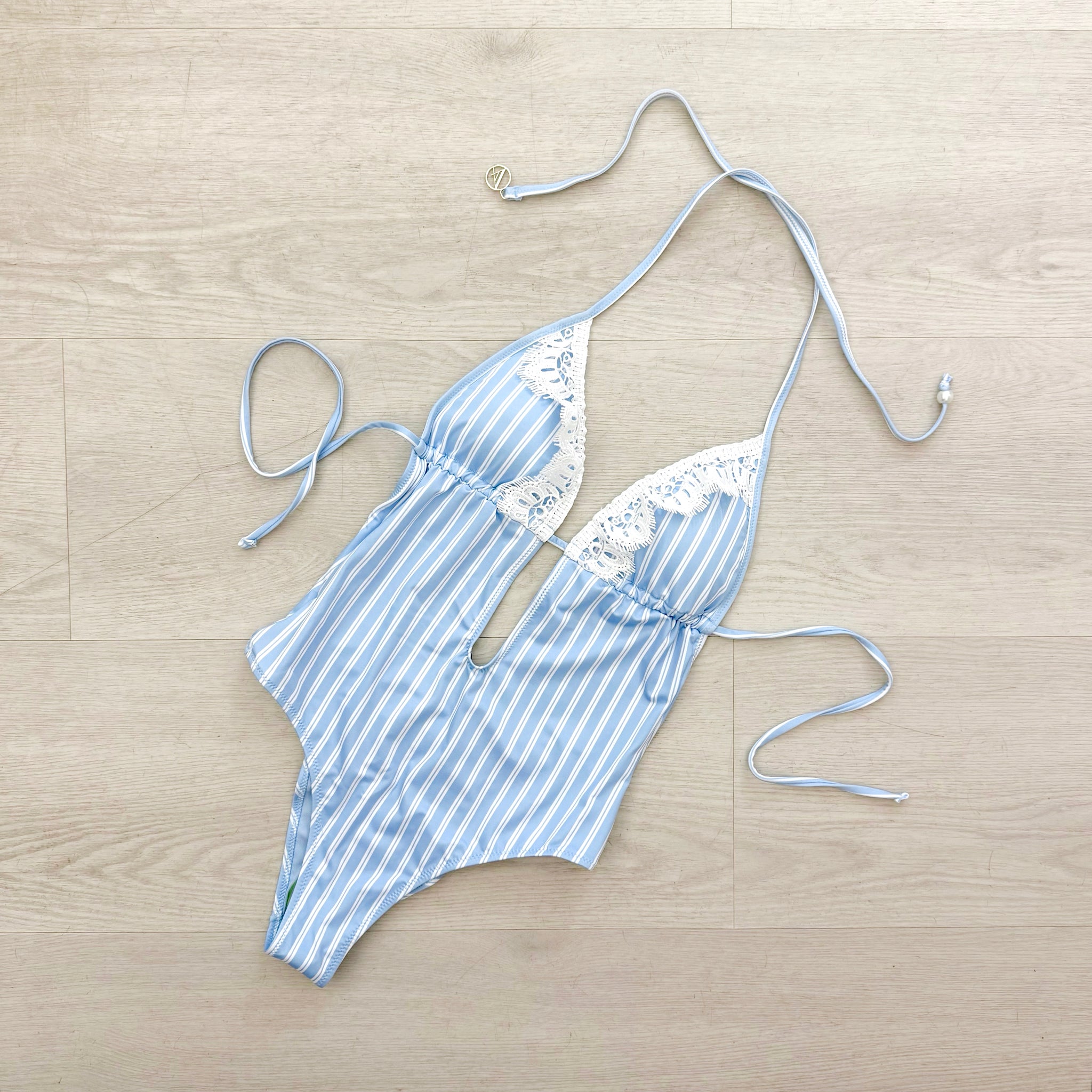 4GIVENESS Monokini Vertical Lines Azzurro