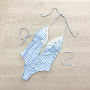4GIVENESS Monokini Vertical Lines Azzurro