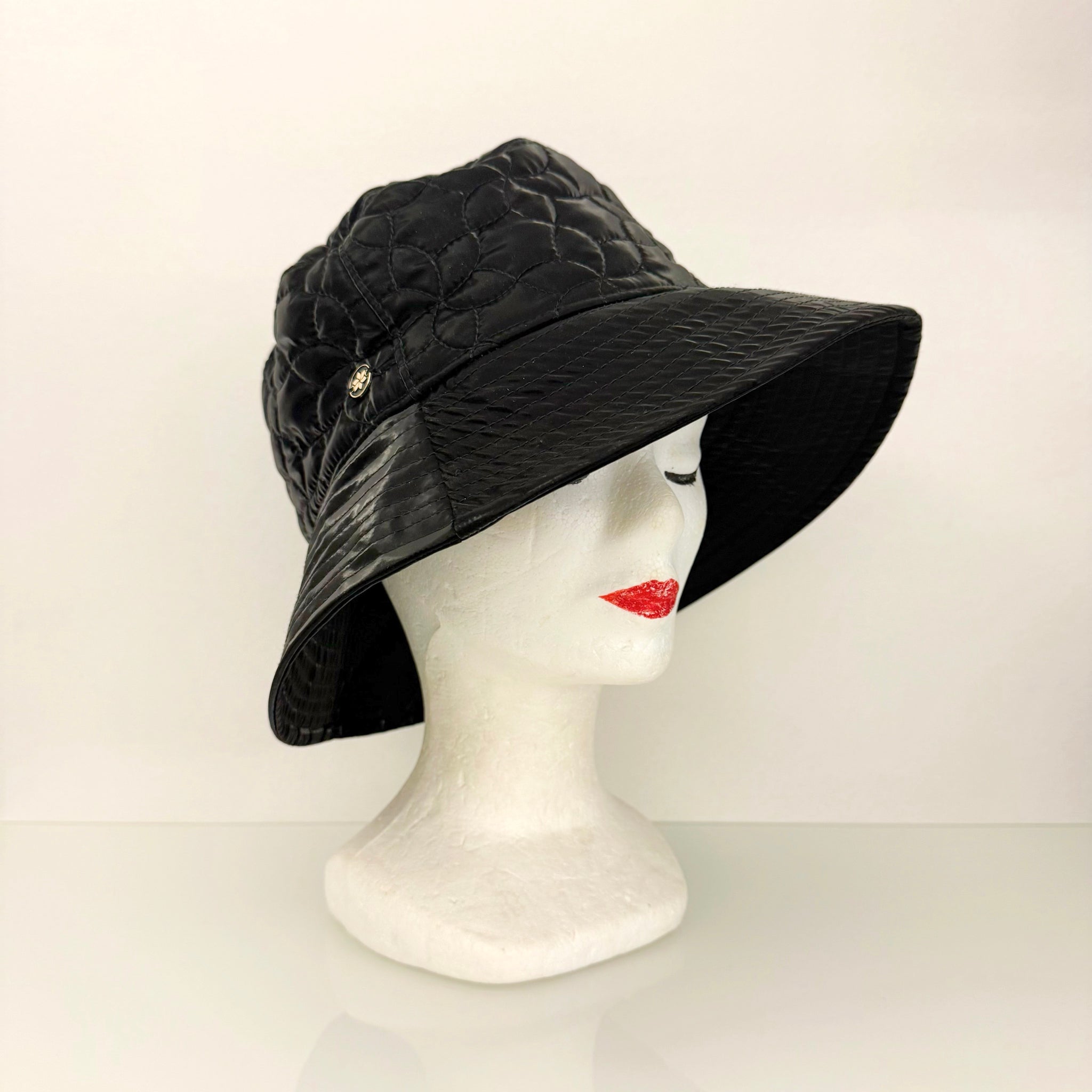 IMPERMEABILE Trapuntato Fiori Nero