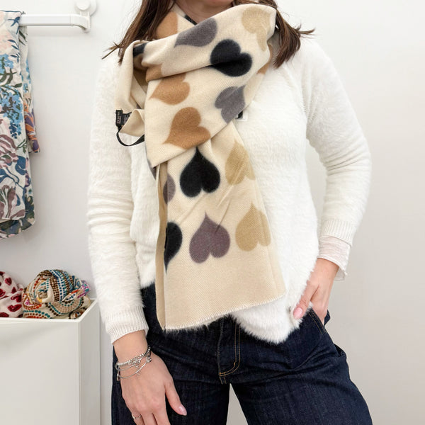 ATELIER DU SAC Sciarpa Cuori Avorio