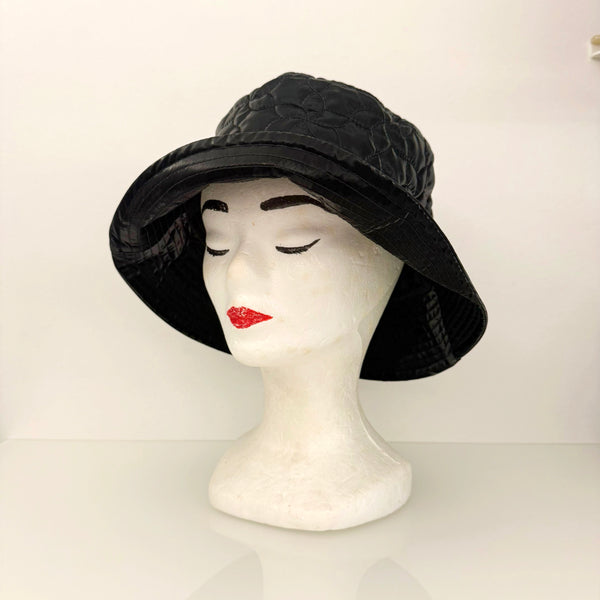 IMPERMEABILE Trapuntato Fiori Nero