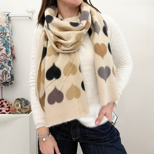 ATELIER DU SAC Sciarpa Cuori Avorio