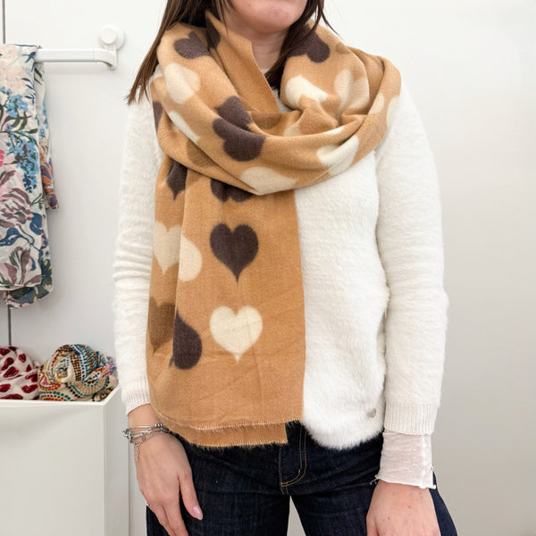 ATELIER DU SAC Sciarpa Cuori Cammello