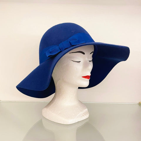 CLOCHE Feltro Tesa Larga Blu