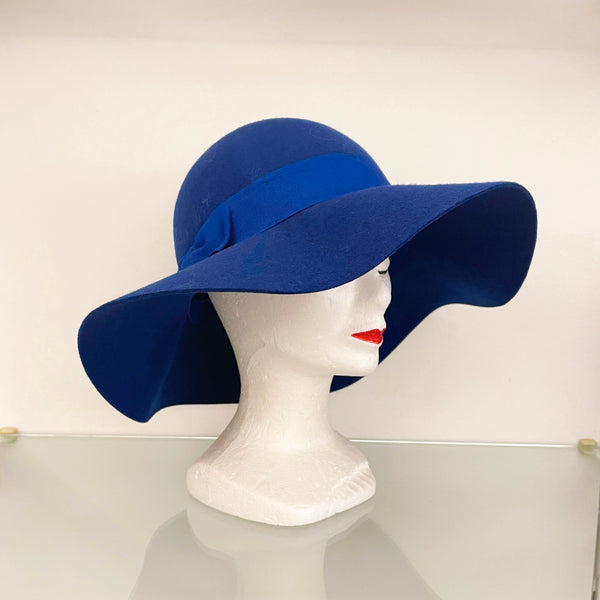 CLOCHE Feltro Tesa Larga Blu