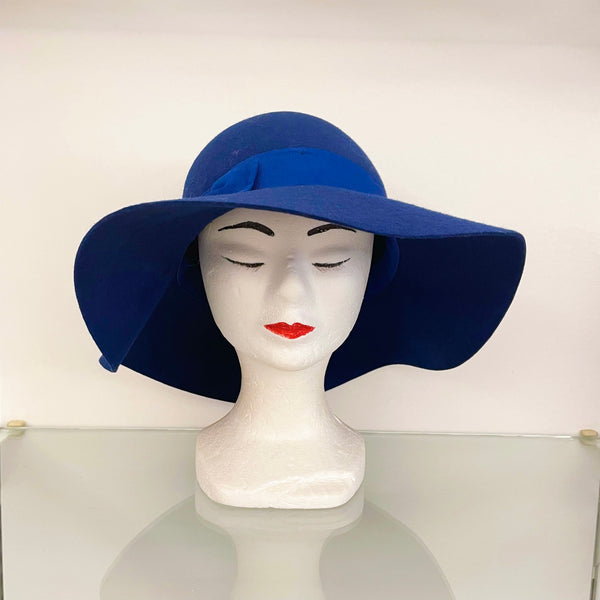 CLOCHE Feltro Tesa Larga Blu